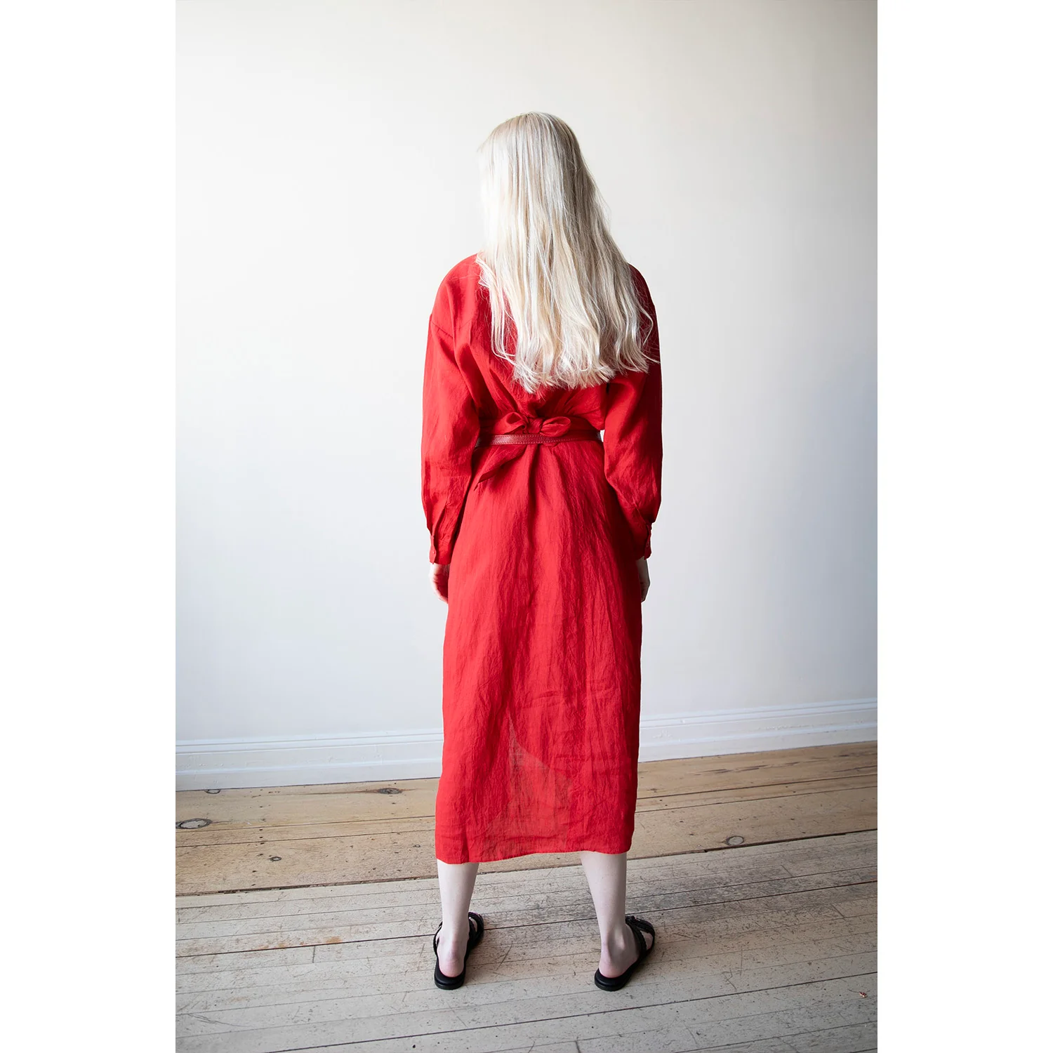 Apiece Apart Alessandra Sarong Shirt Dress in Racing Red - Image 6