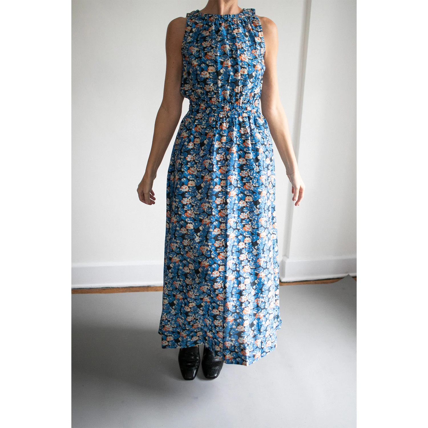 Apiece Apart Bali Tank Dress in Florette Blue - Image 4