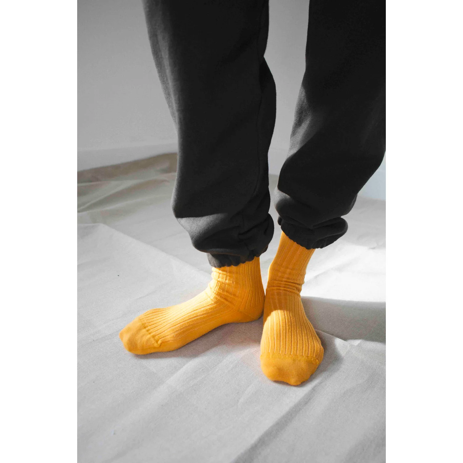 Baserange Rib Overankle Socks in Dacty Yellow - Image 3