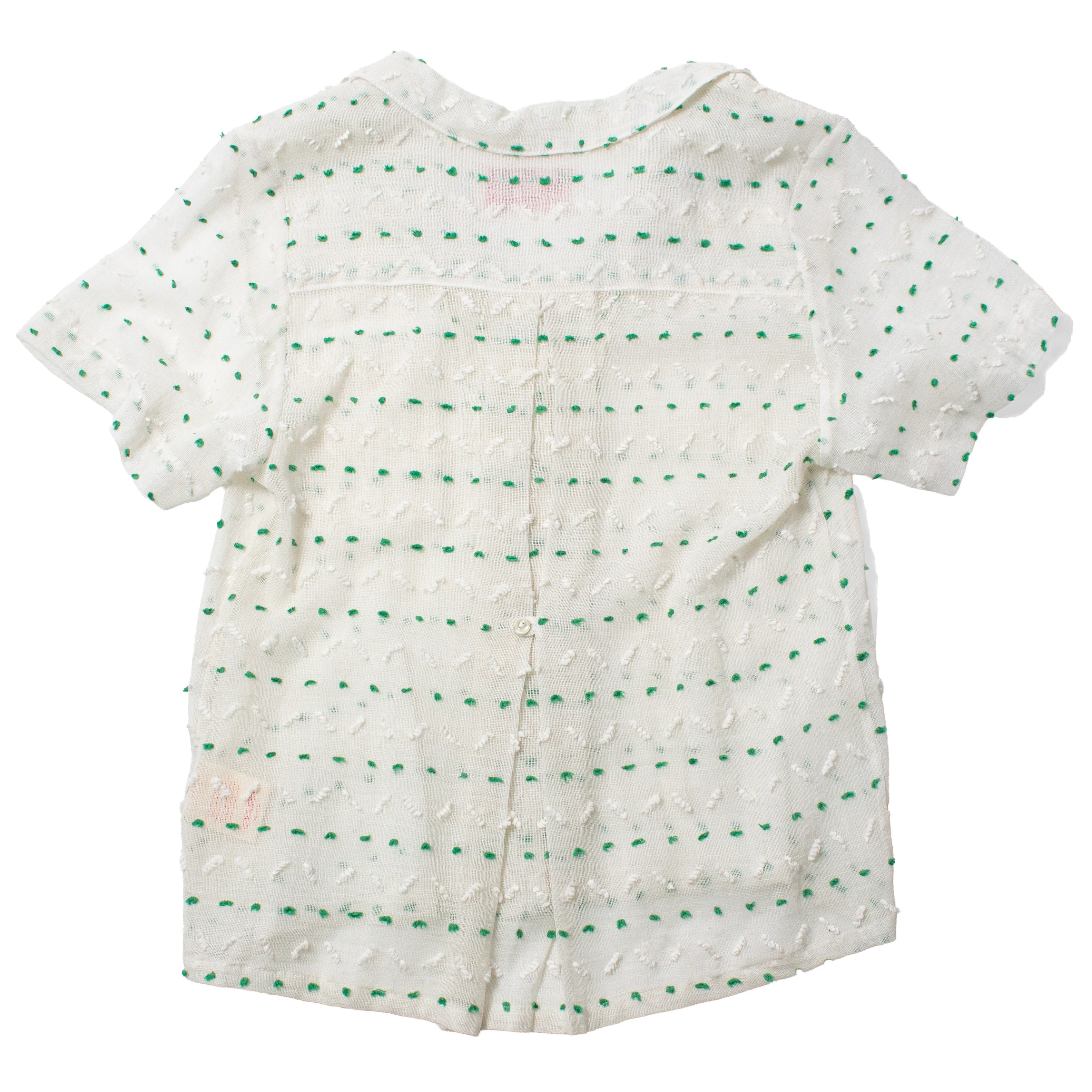 Carleen Nancy Button Waist Shirt in Green/White Curtain Fabric - Image 3