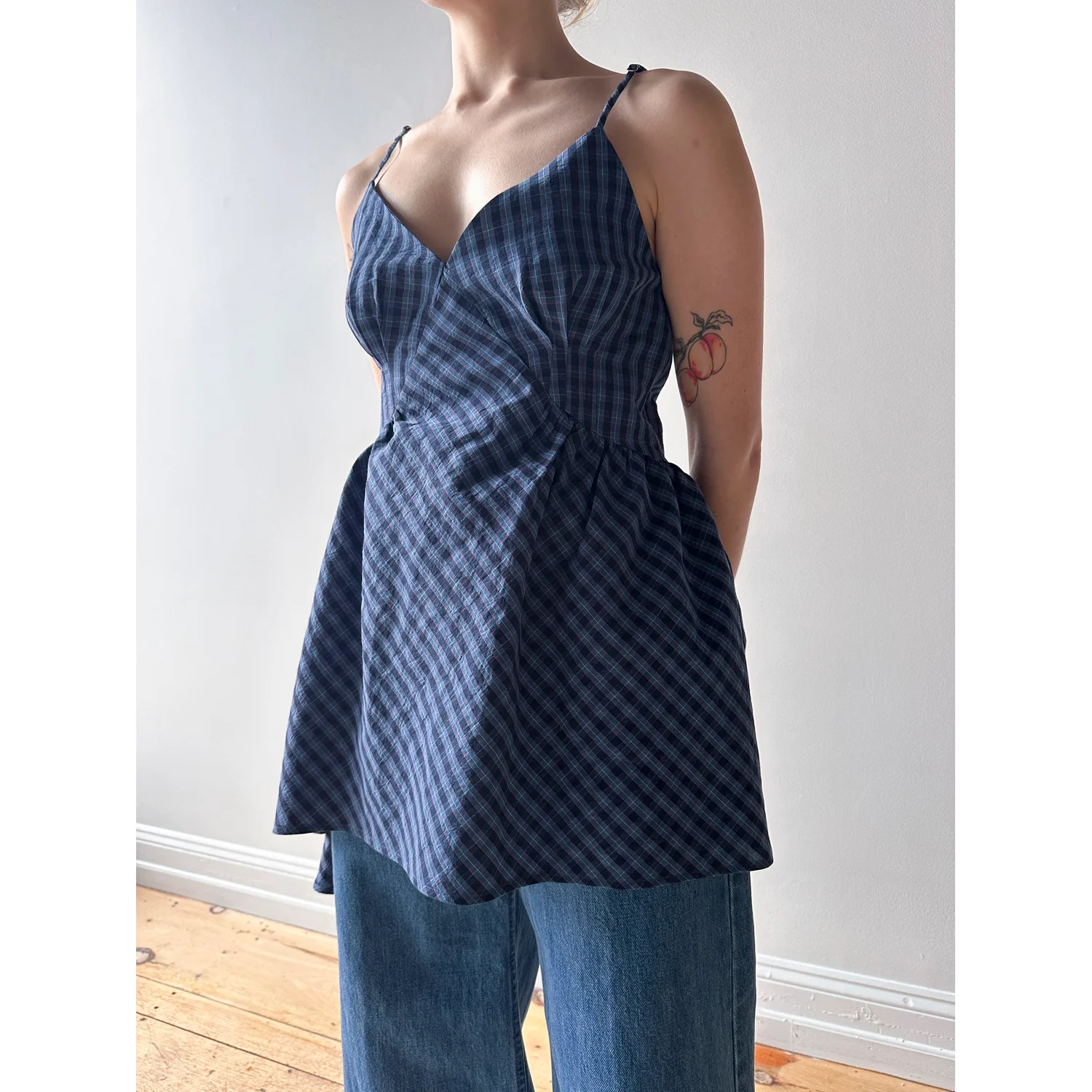 Caron Callahan Gail Top in Cornflower Navy Plaid - Image 6