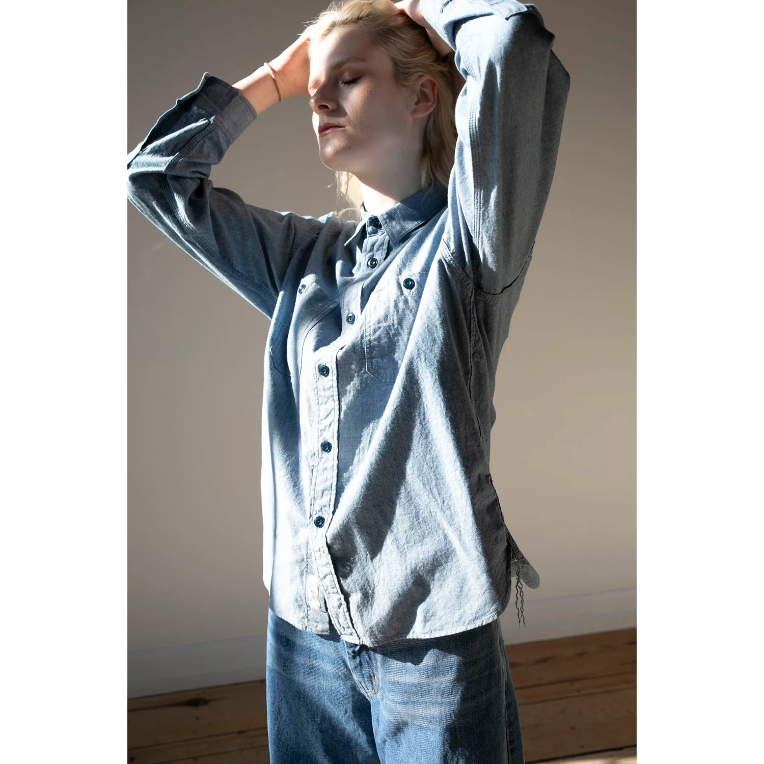 Dopple & Scent Chambray Work Shirt in Blue - Image 5