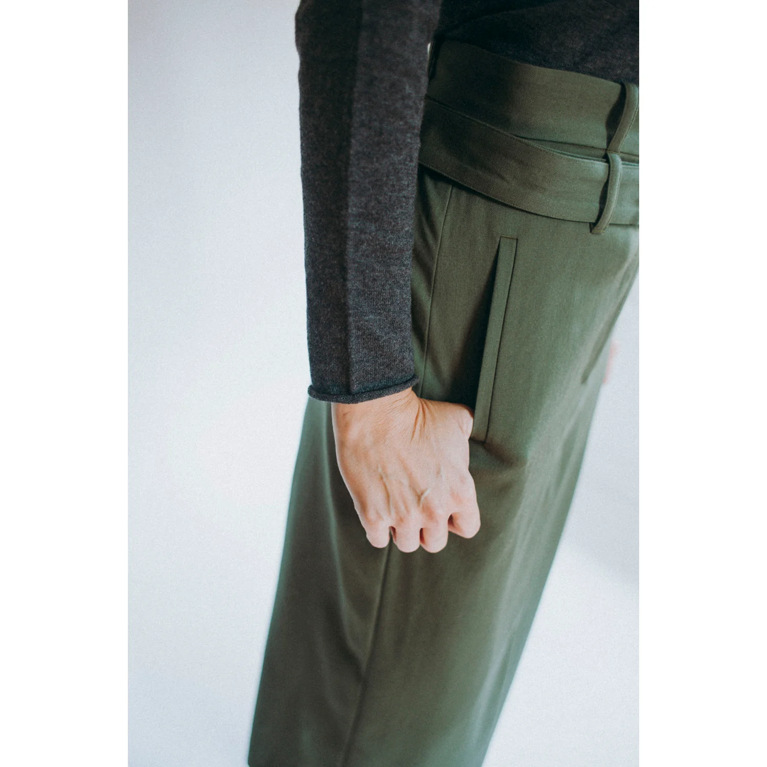 Evam Eva Cotton Cashmere Turtleneck in Charcoal - Image 11