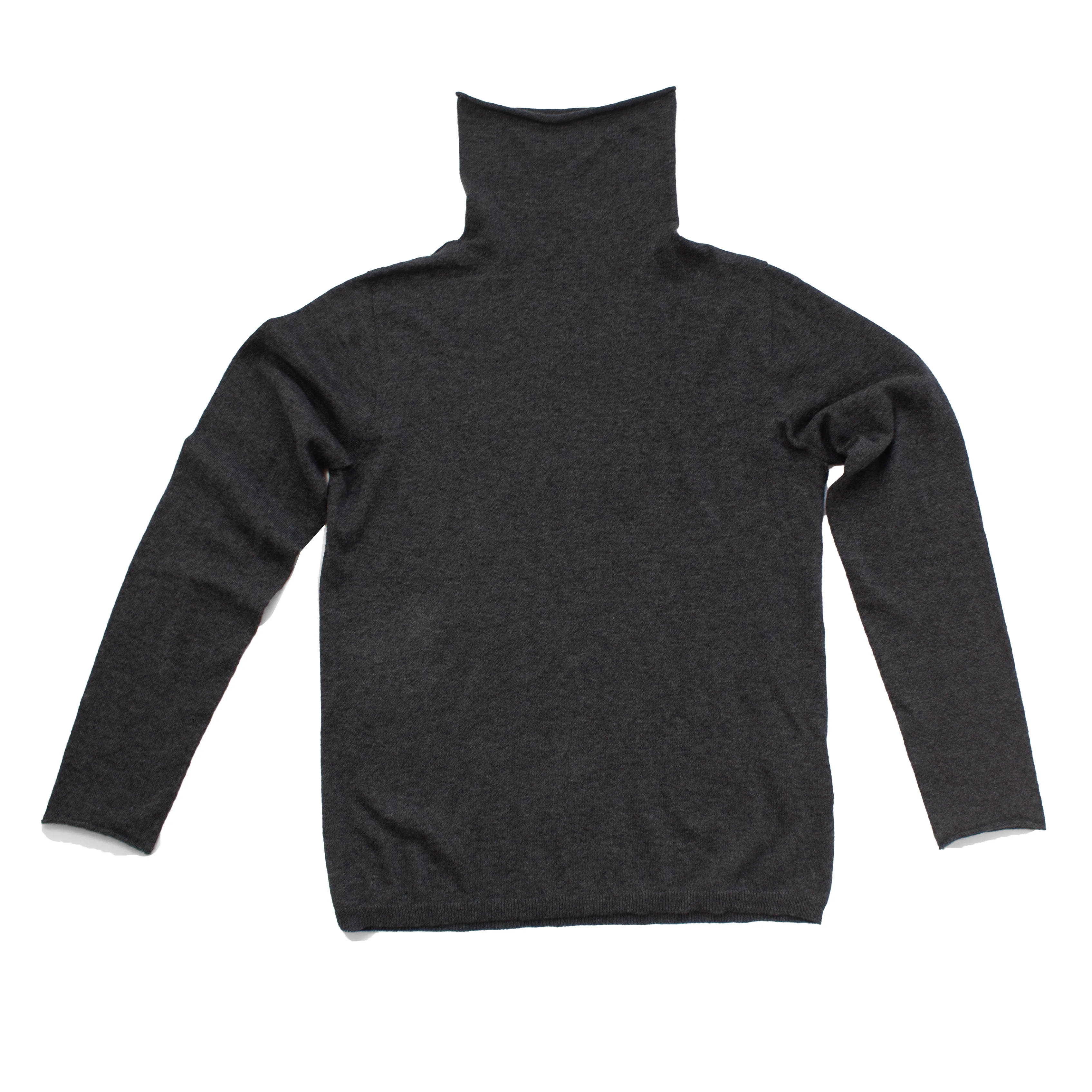 Evam Eva Cotton Cashmere Turtleneck in Charcoal - Image 3