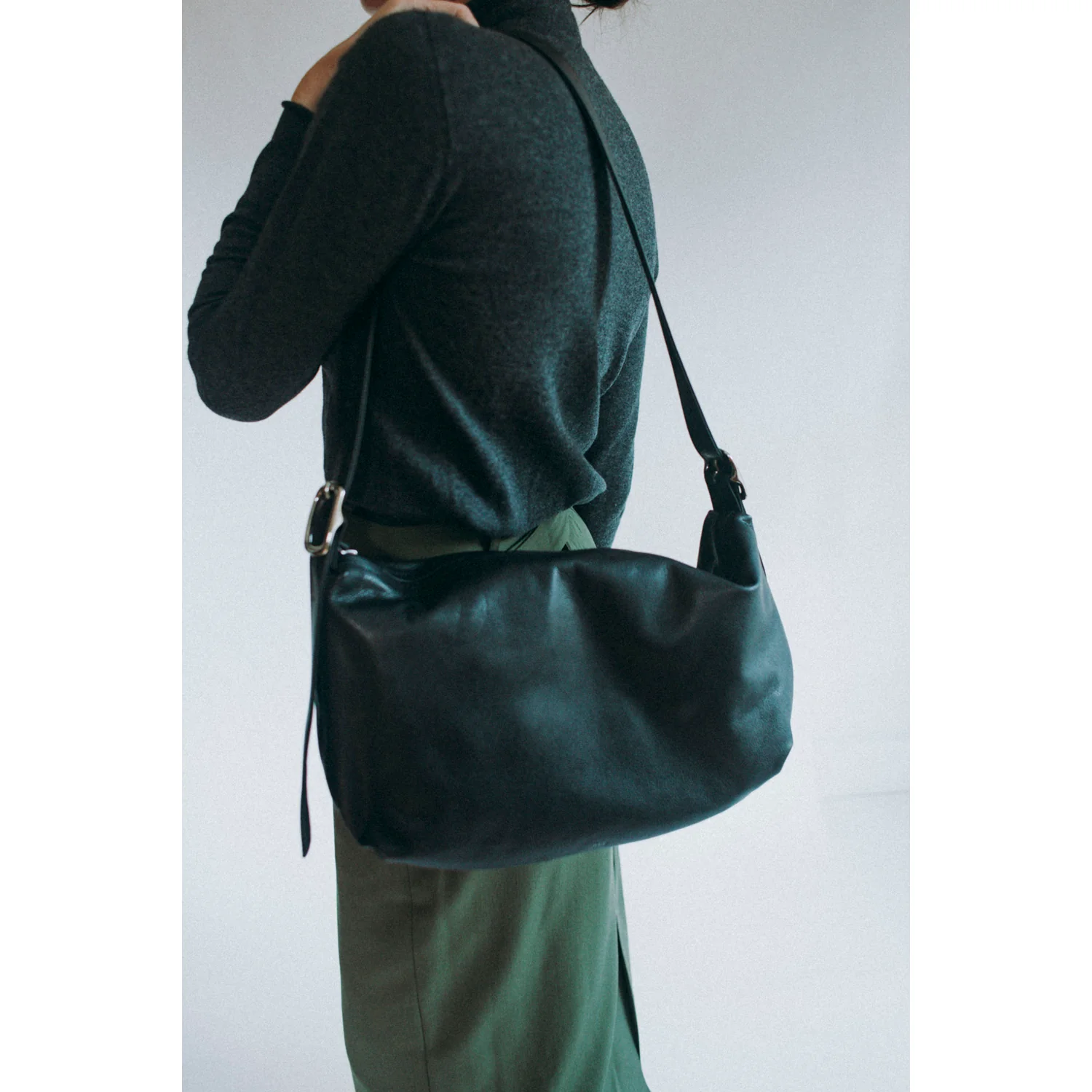 Evam Eva Cotton Cashmere Turtleneck in Charcoal - Image 9