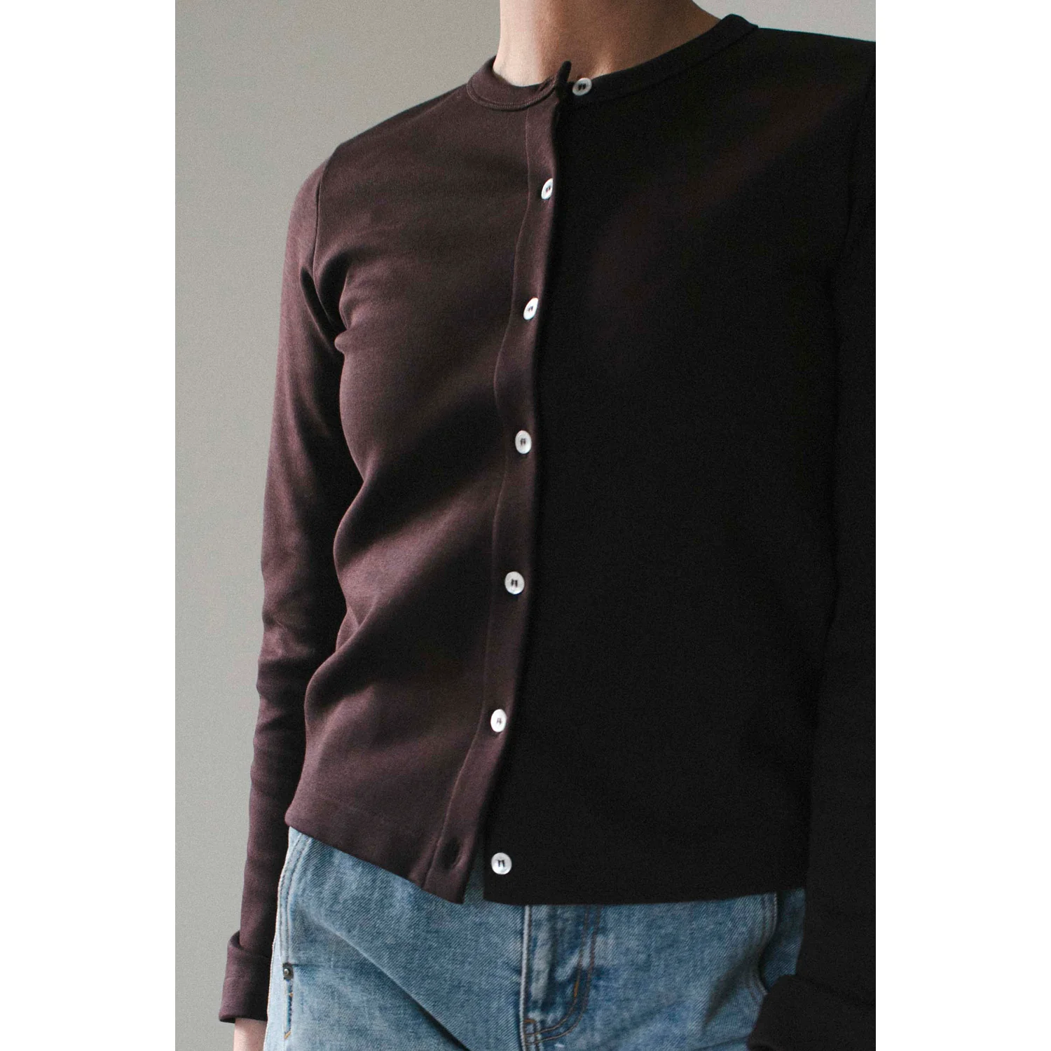 Flore Flore Poppy Cardigan in Choco Plum - Image 4