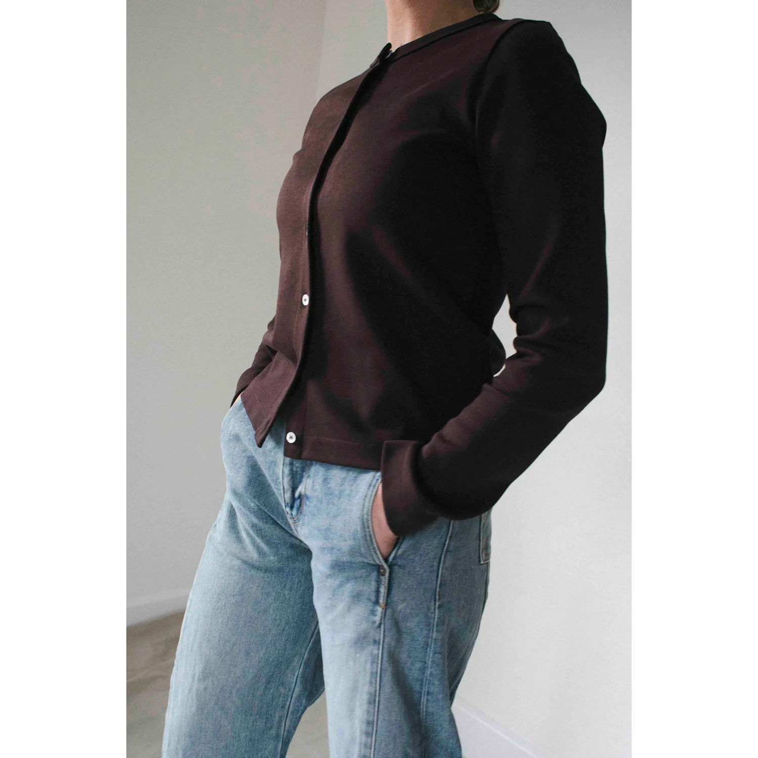 Flore Flore Poppy Cardigan in Choco Plum - Image 7