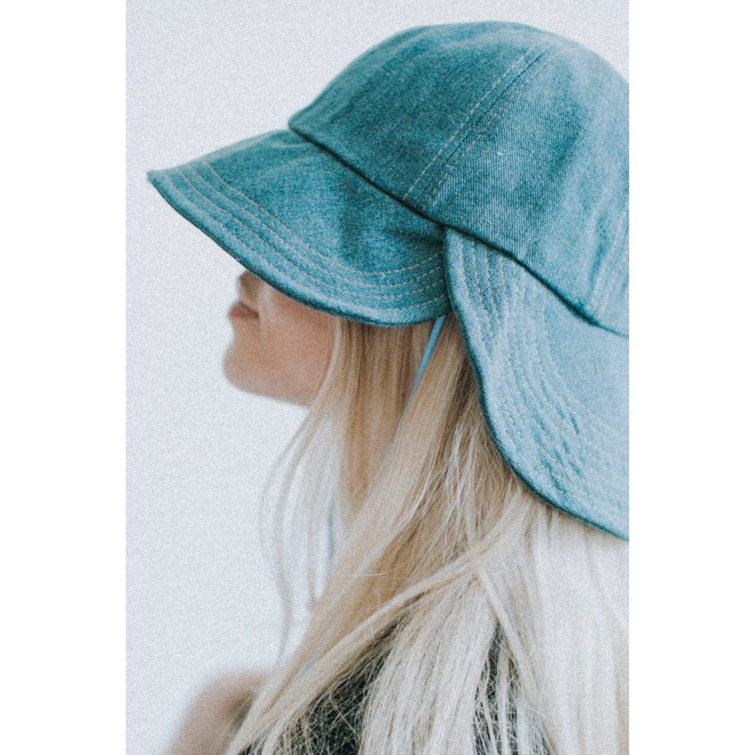 Hansel from Basel Tulip Bucket Hat in Denim - Image 3