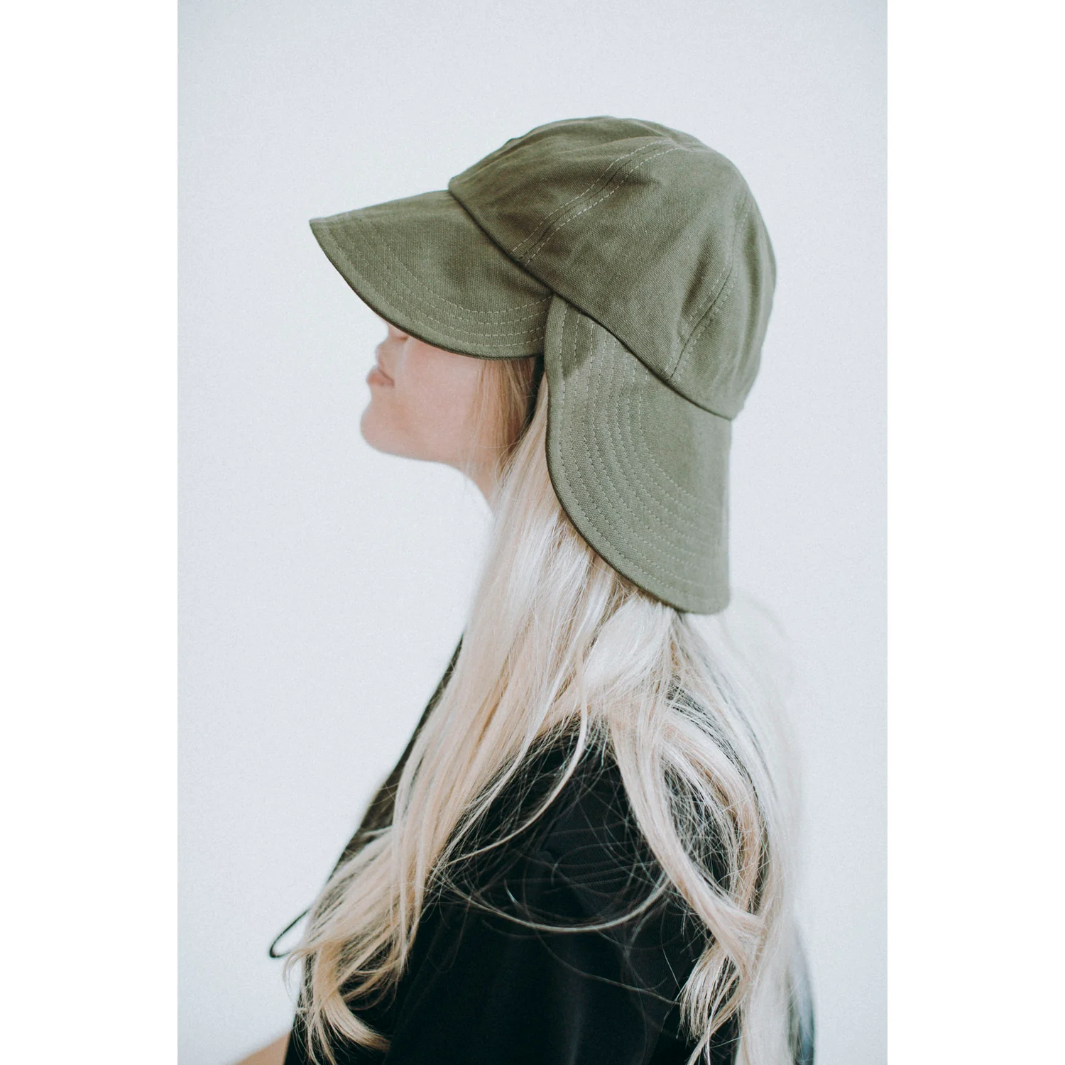 Hansel from Basel Washed Cotton Tulip Bucket Hat in Olive - Image 3