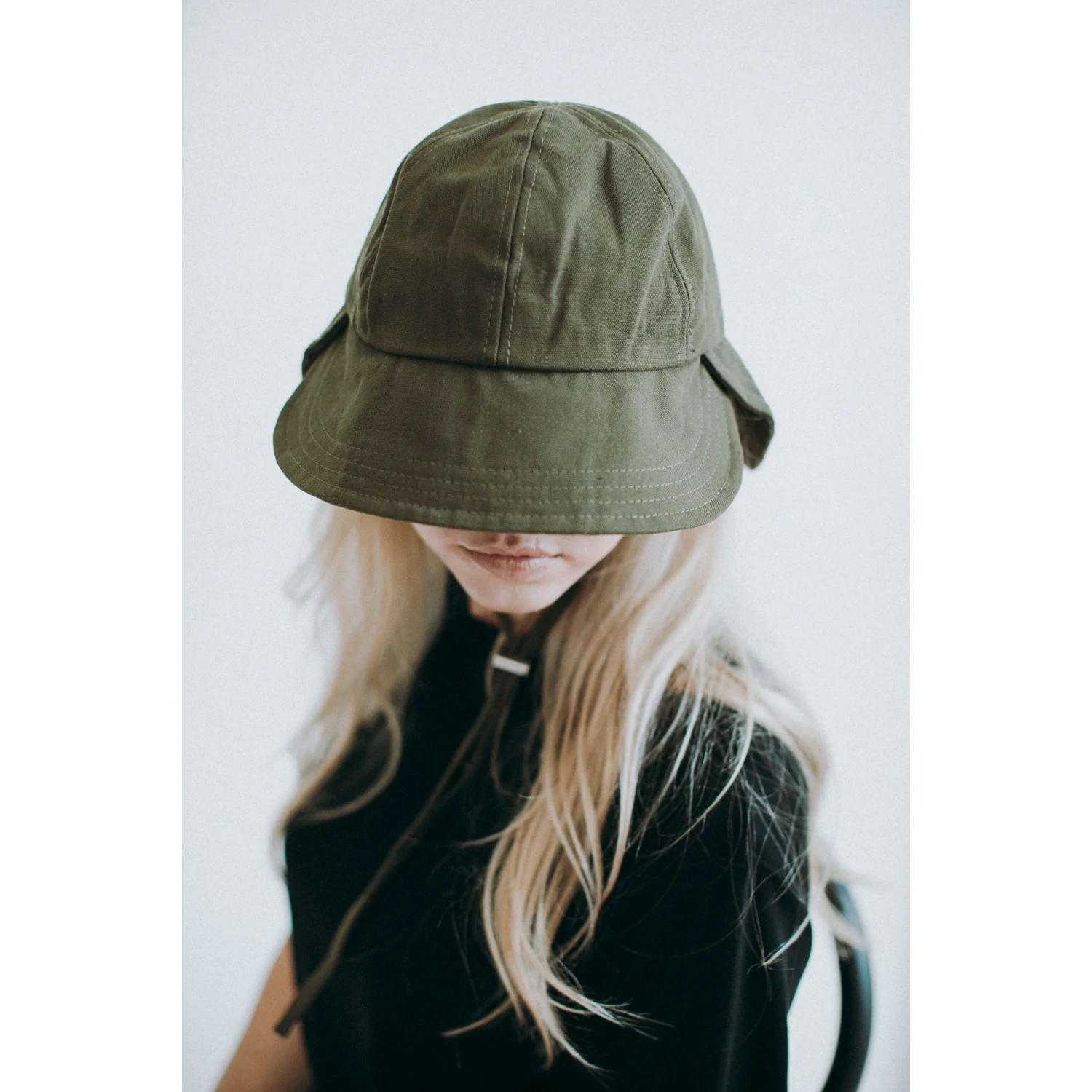 Hansel from Basel Washed Cotton Tulip Bucket Hat in Olive - Image 4