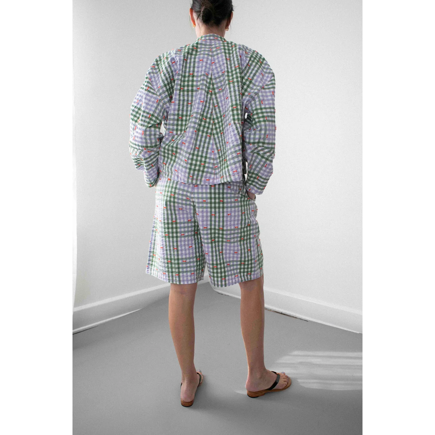 Henrik Vibskov Drawstring Shorts in Checks Fillé - Image 6