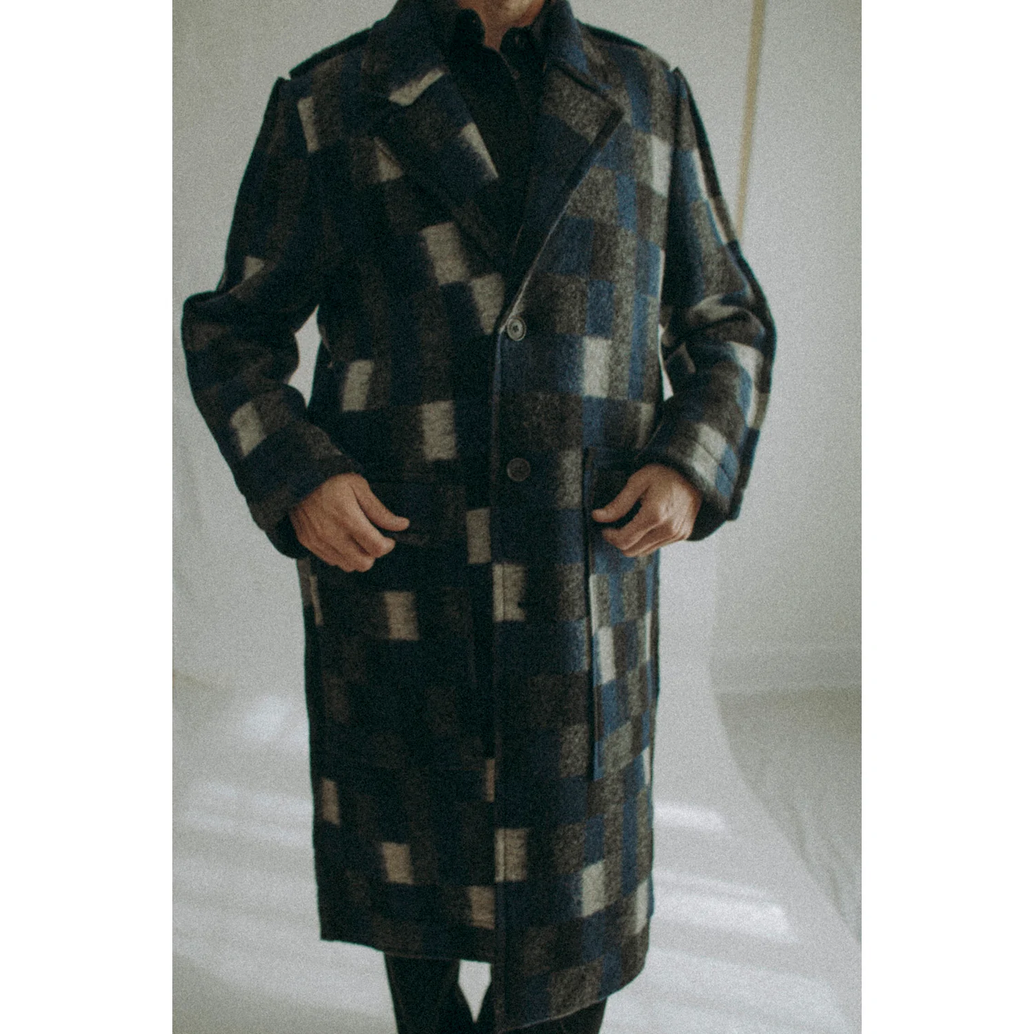 Henrik Vibskov Flat Coat in Brushed Black Squares - Image 9