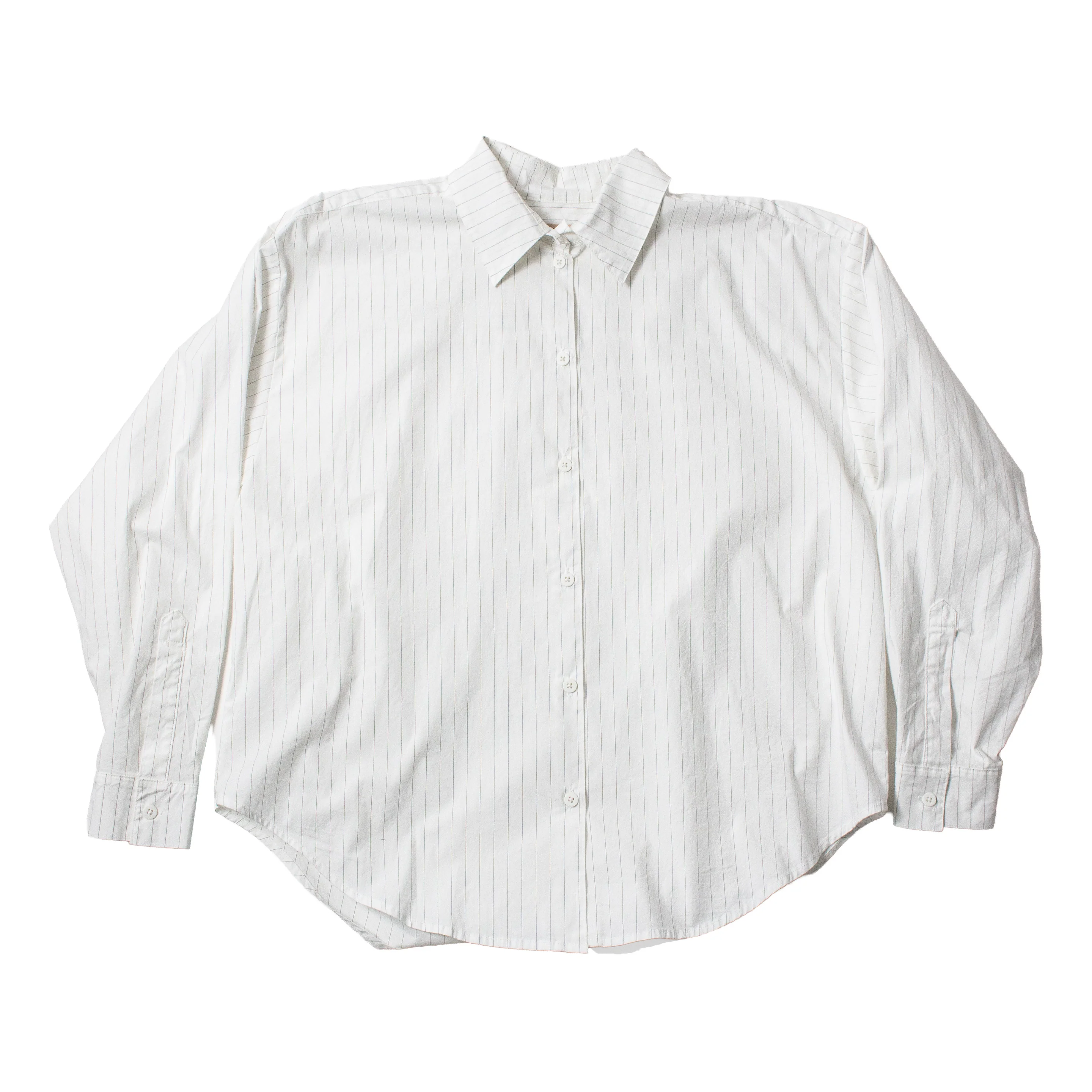 Jesse Kamm Alberta Shirt in White with Fine Grey Stripe - Image 2