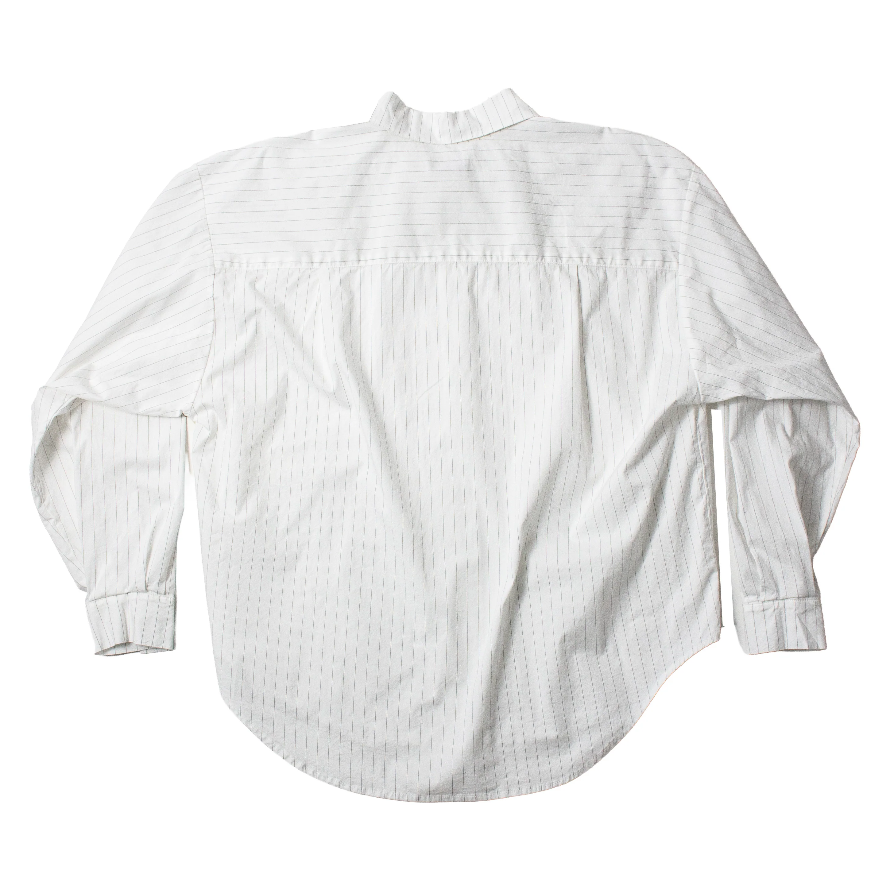 Jesse Kamm Alberta Shirt in White with Fine Grey Stripe - Image 3