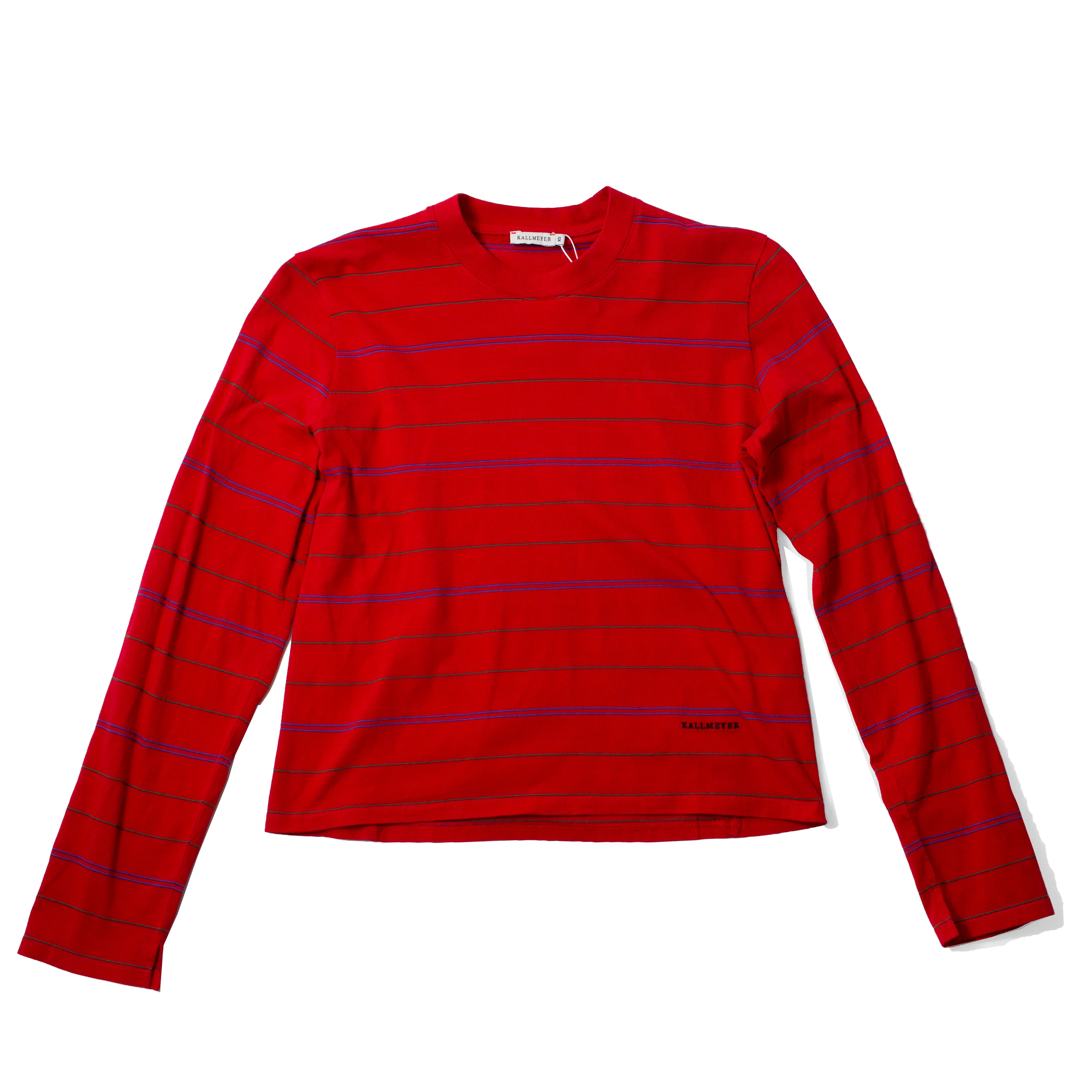 Kallmeyer Wynn Long Sleeve Tshirt in Crimson Multi Stripe - Image 2
