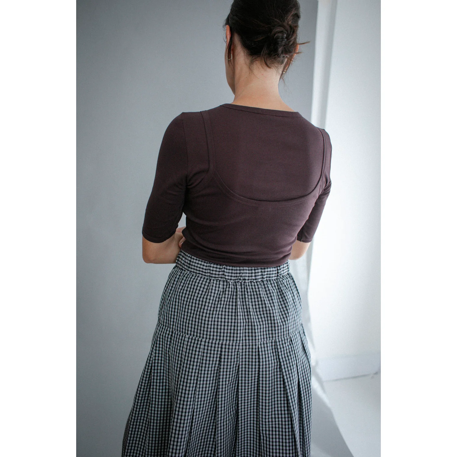 Kasmaria Pleated Skirt in Black and White Check Taffeta - Image 17