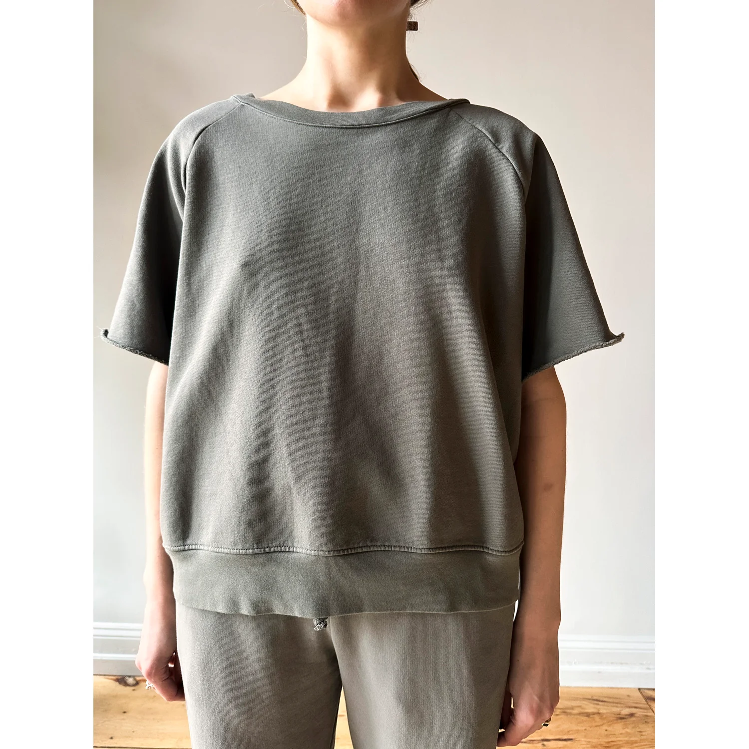 Lauren Manoogian Fleece S/S Crewneck in Fatigue - Image 4