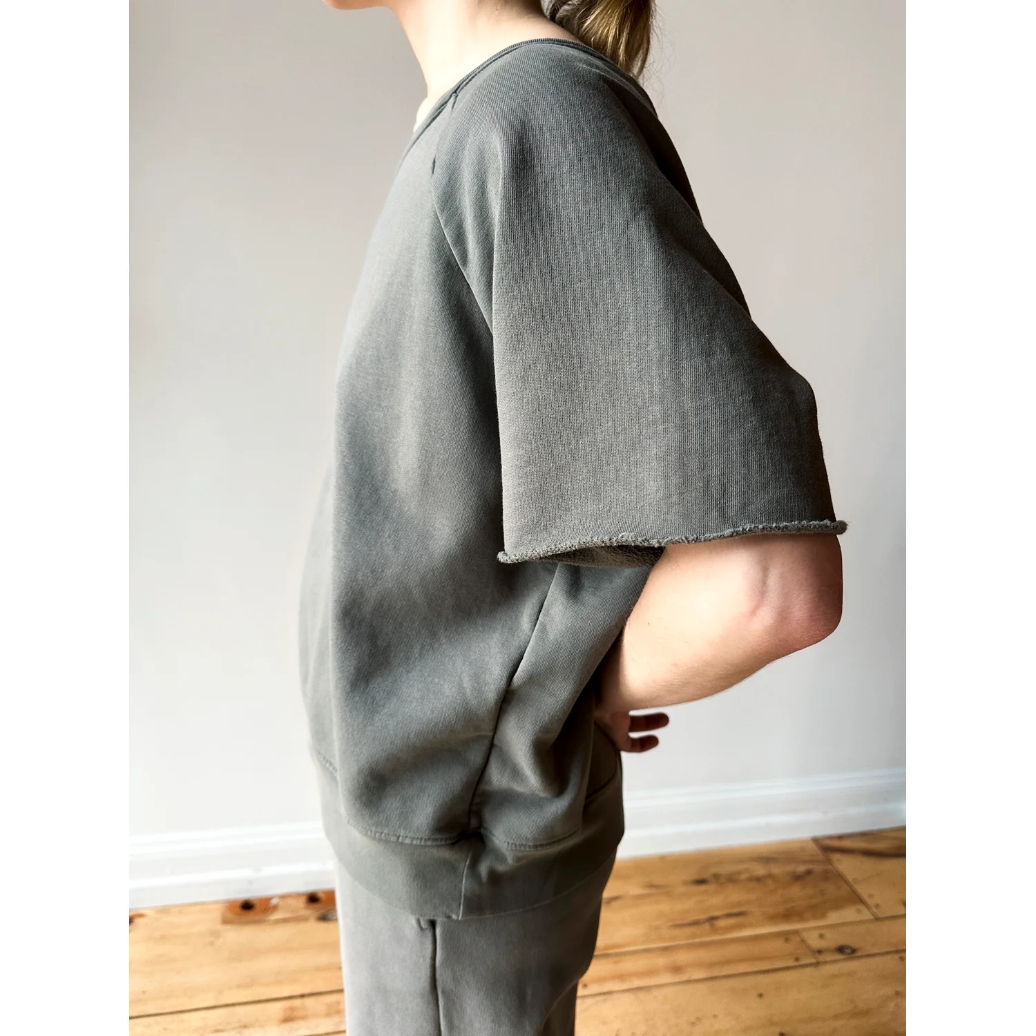 Lauren Manoogian Fleece S/S Crewneck in Fatigue - Image 5