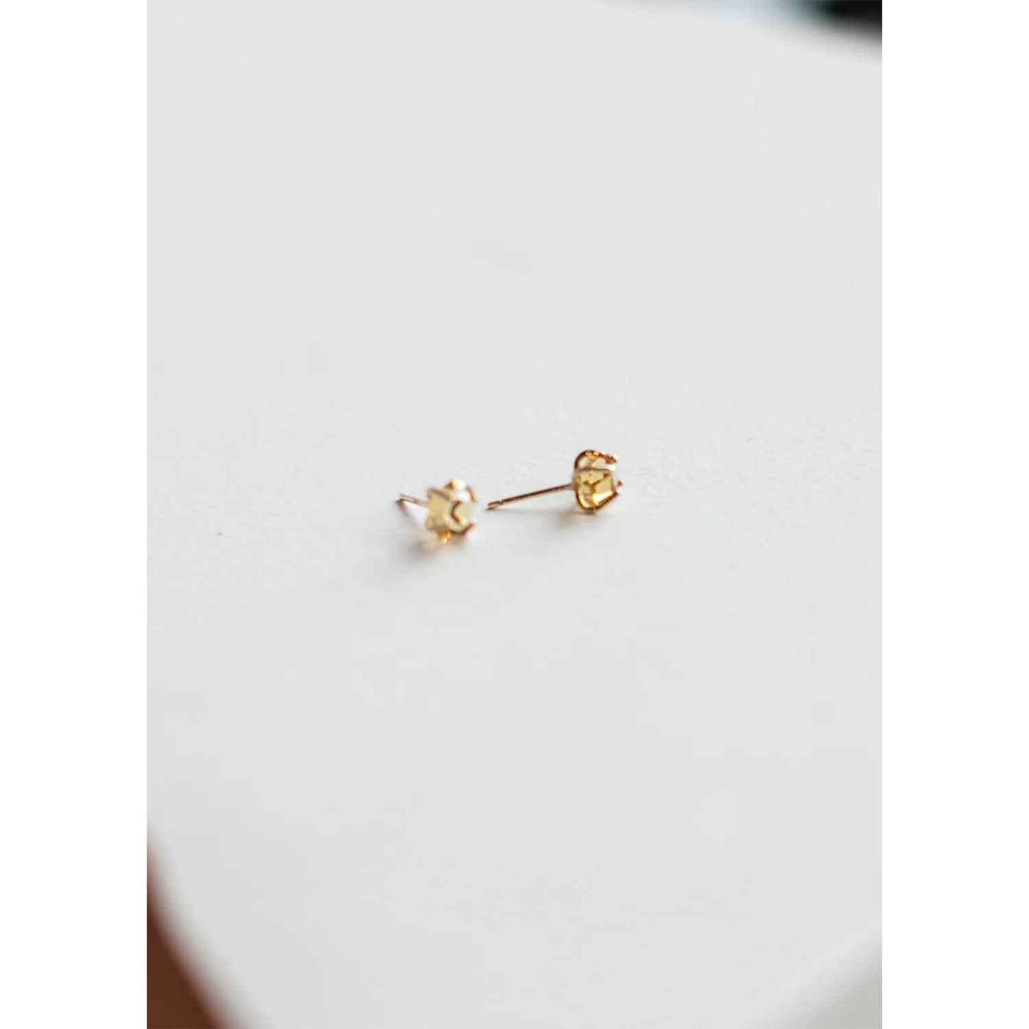 Melissa Joy Manning Small Prong Set Herkimer Cut Stud Earrings in 14k Gold and Citrine
