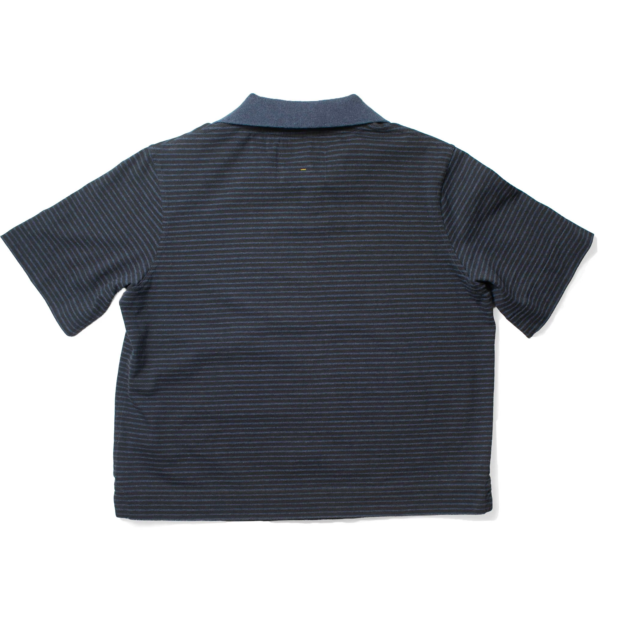 MHL. Boxy Polo in Indigo/Ink Dry Stripe Cotton Jersey - Image 3