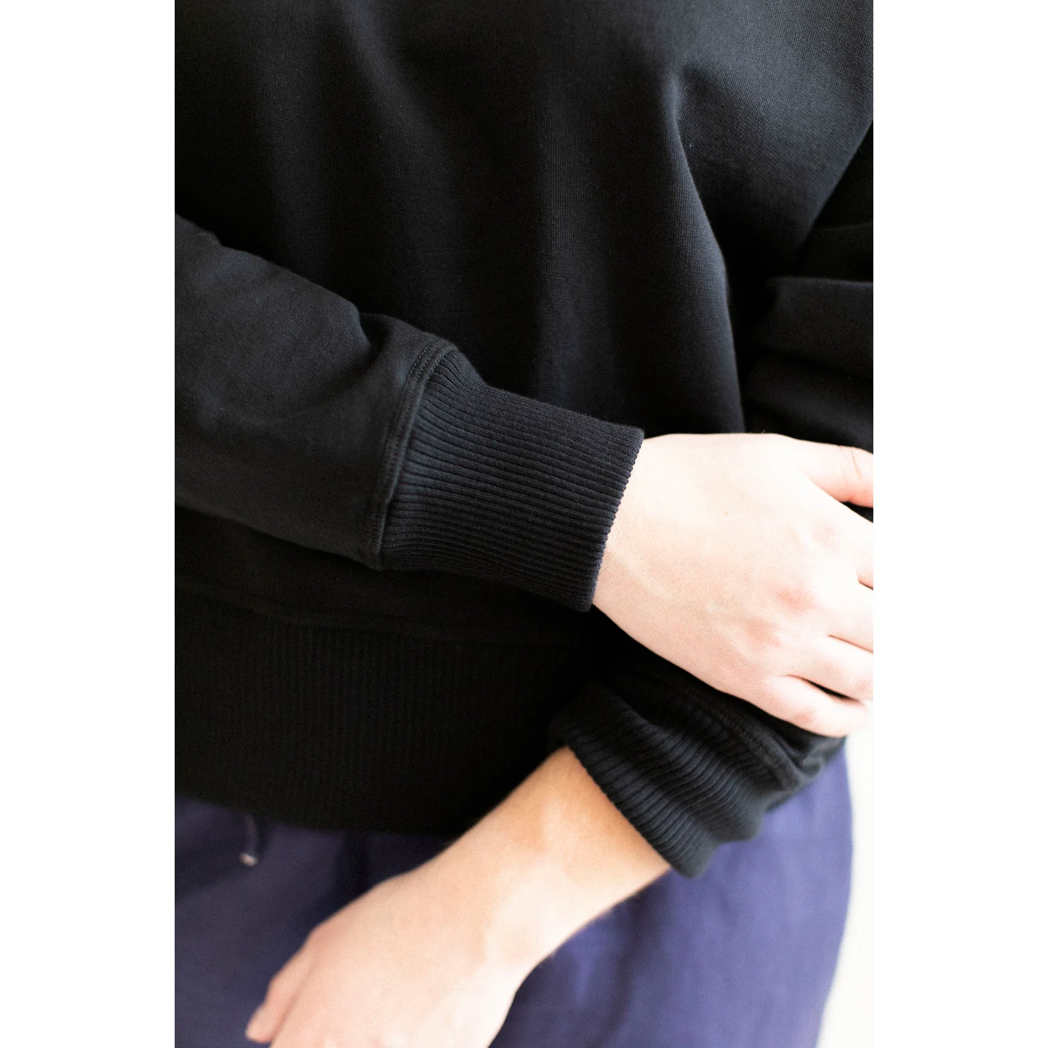 MHL. Cross Neck Crew Sweatshirt in Black - Image 11