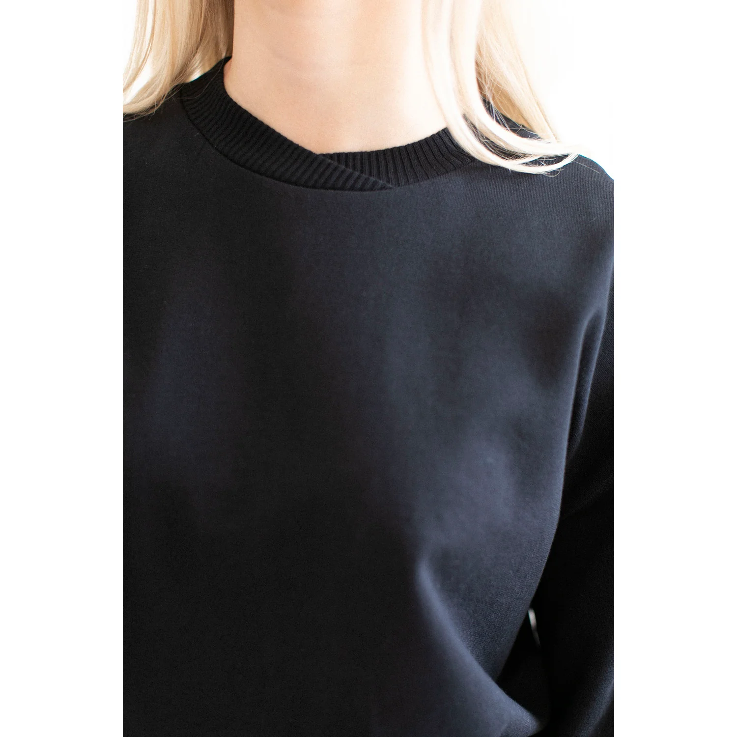 MHL. Cross Neck Crew Sweatshirt in Black - Image 5