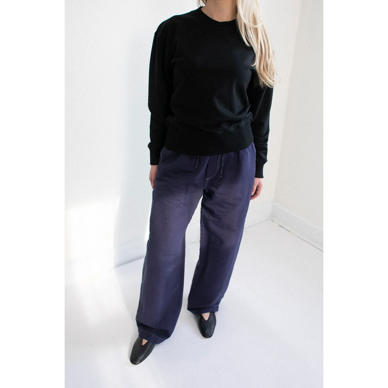 MHL. Cross Neck Crew Sweatshirt in Black - Image 9