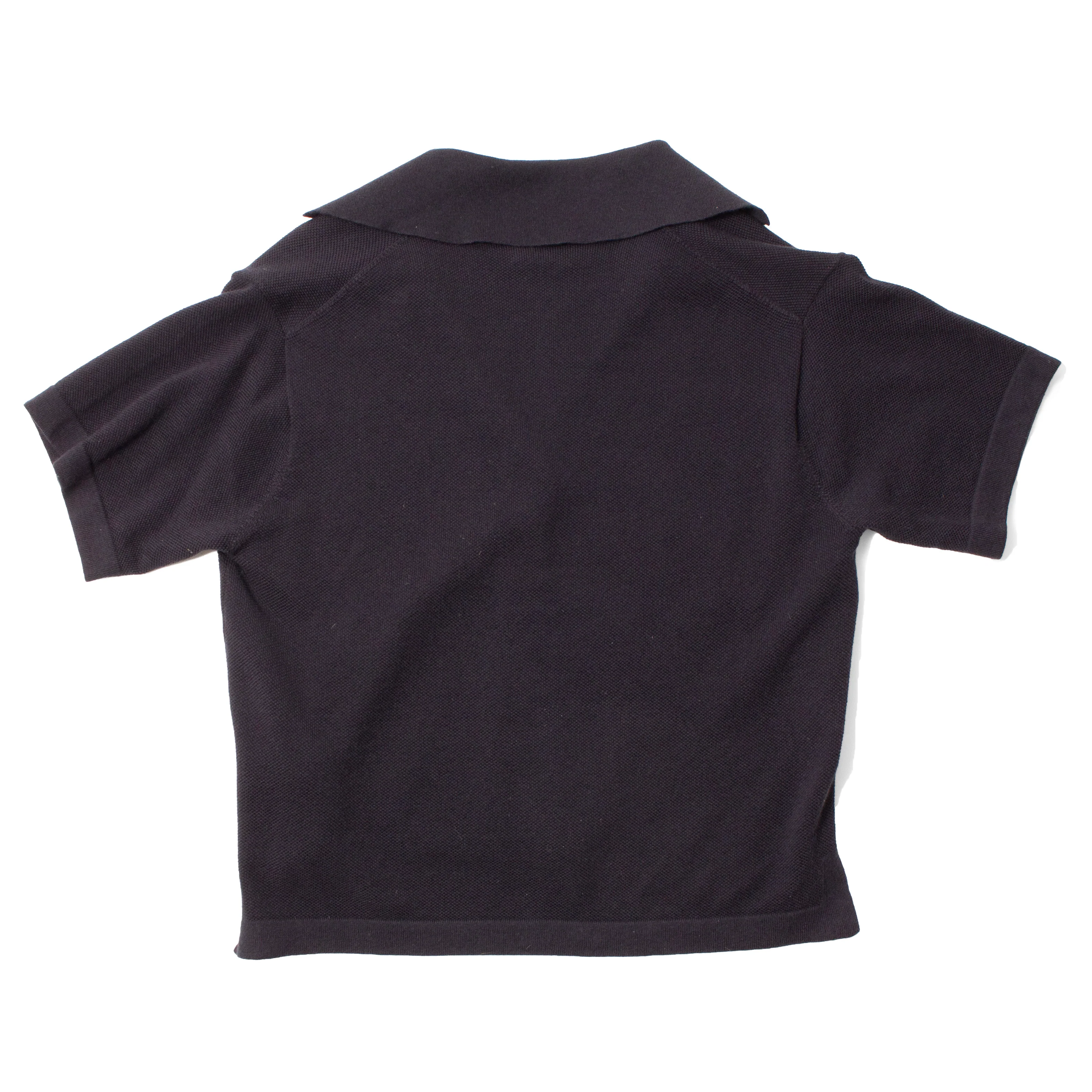 Margaret Howell Knitted Short Sleeve Shirt in Black Cotton Cashmere - Image 3