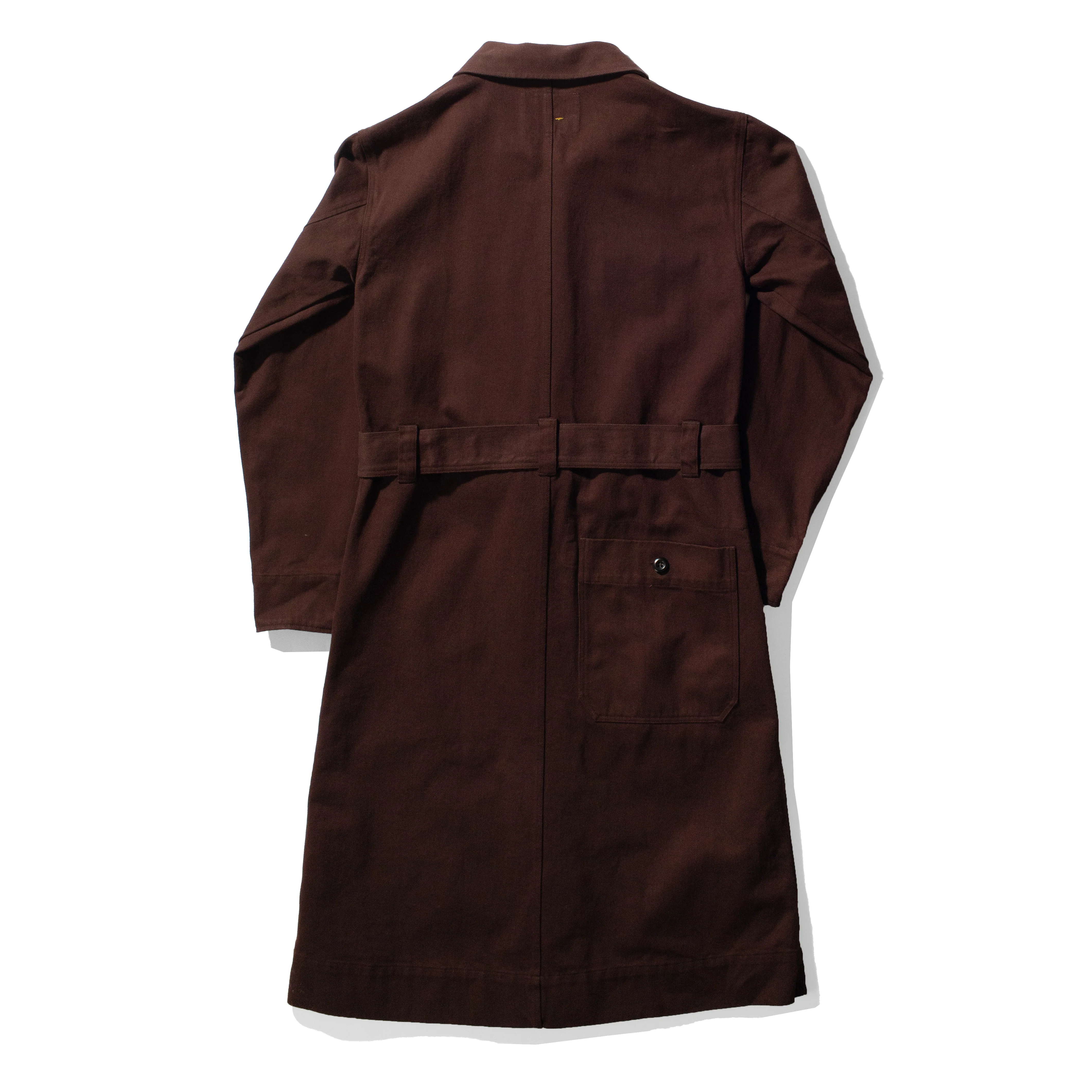 MHL. Overall Dress in Mahogany Worn Cotton Drill - Image 3