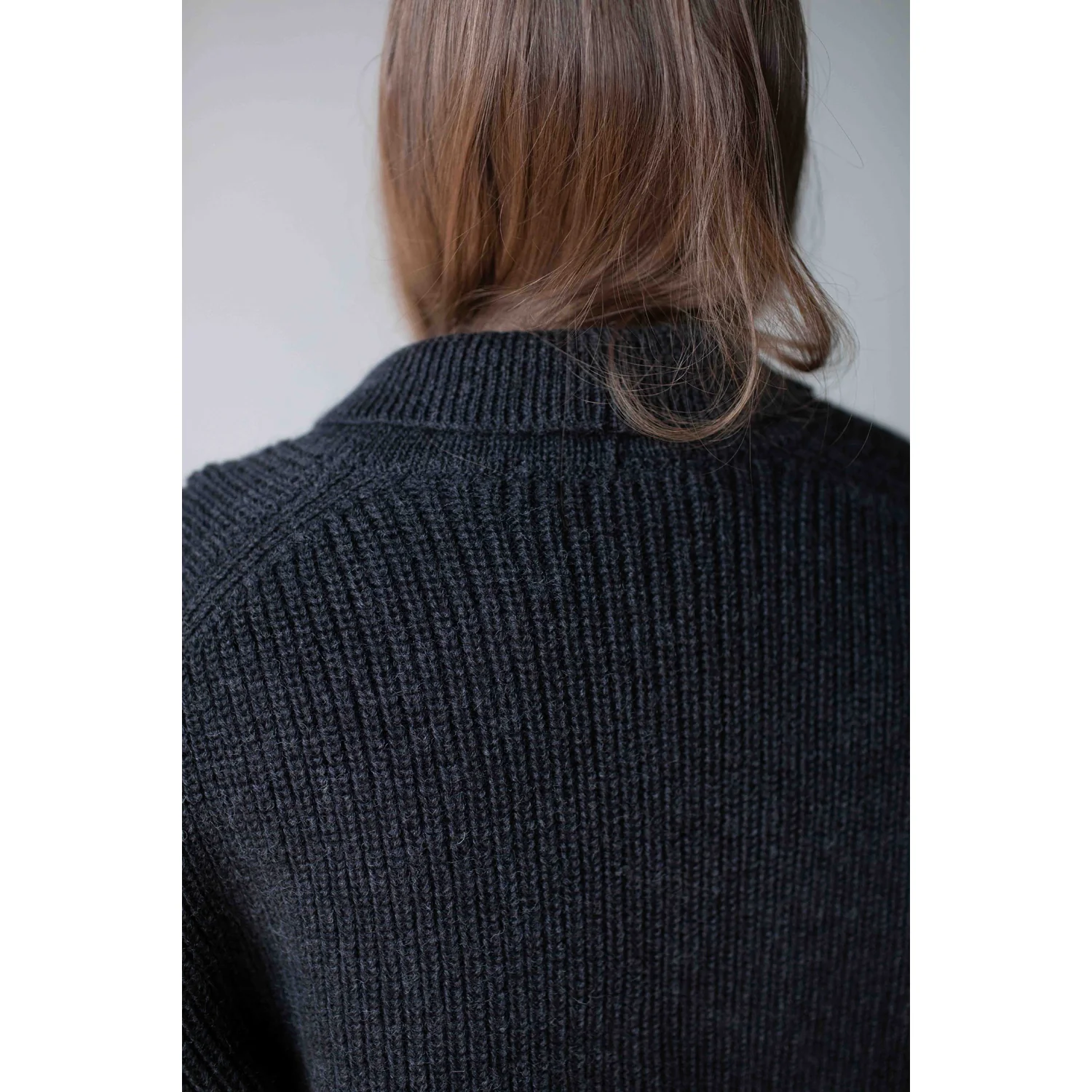 MHL. Shawl Collar Cardigan in Charcoal Wool - Image 10