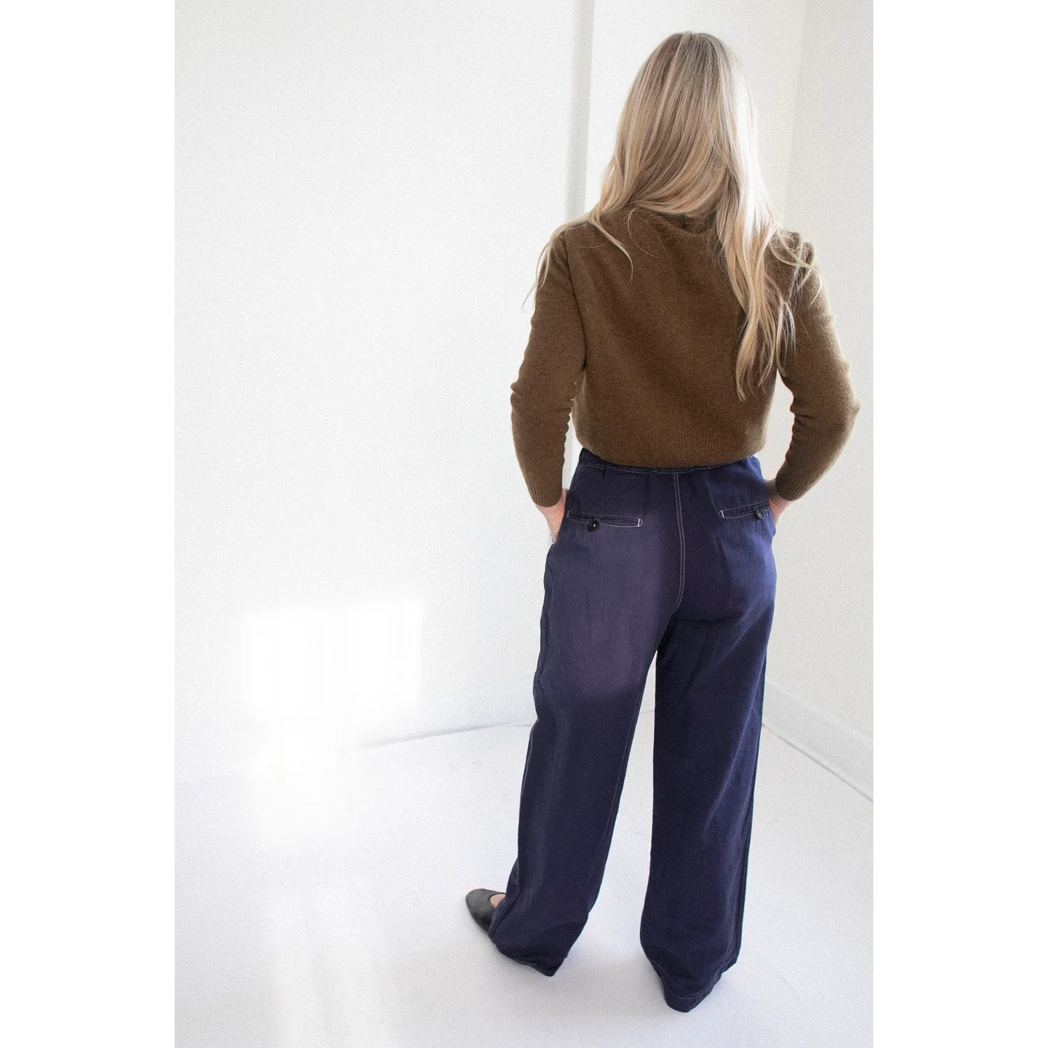 Margaret Howell Small Crew Neck Cardigan in Tobacco Merino Cashmere - Image 9