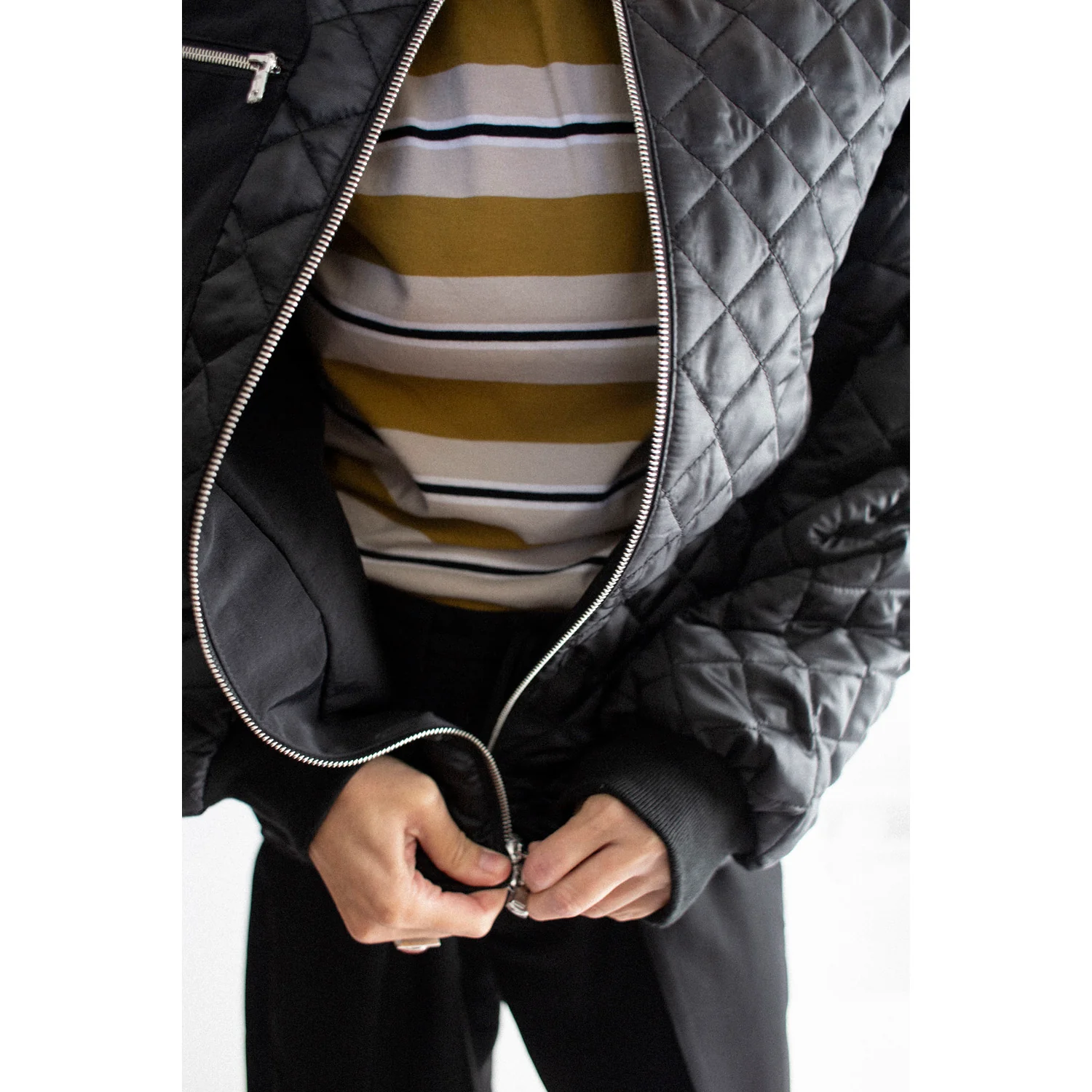 Nomia Oversize Quilted Bomber in Black - Image 6