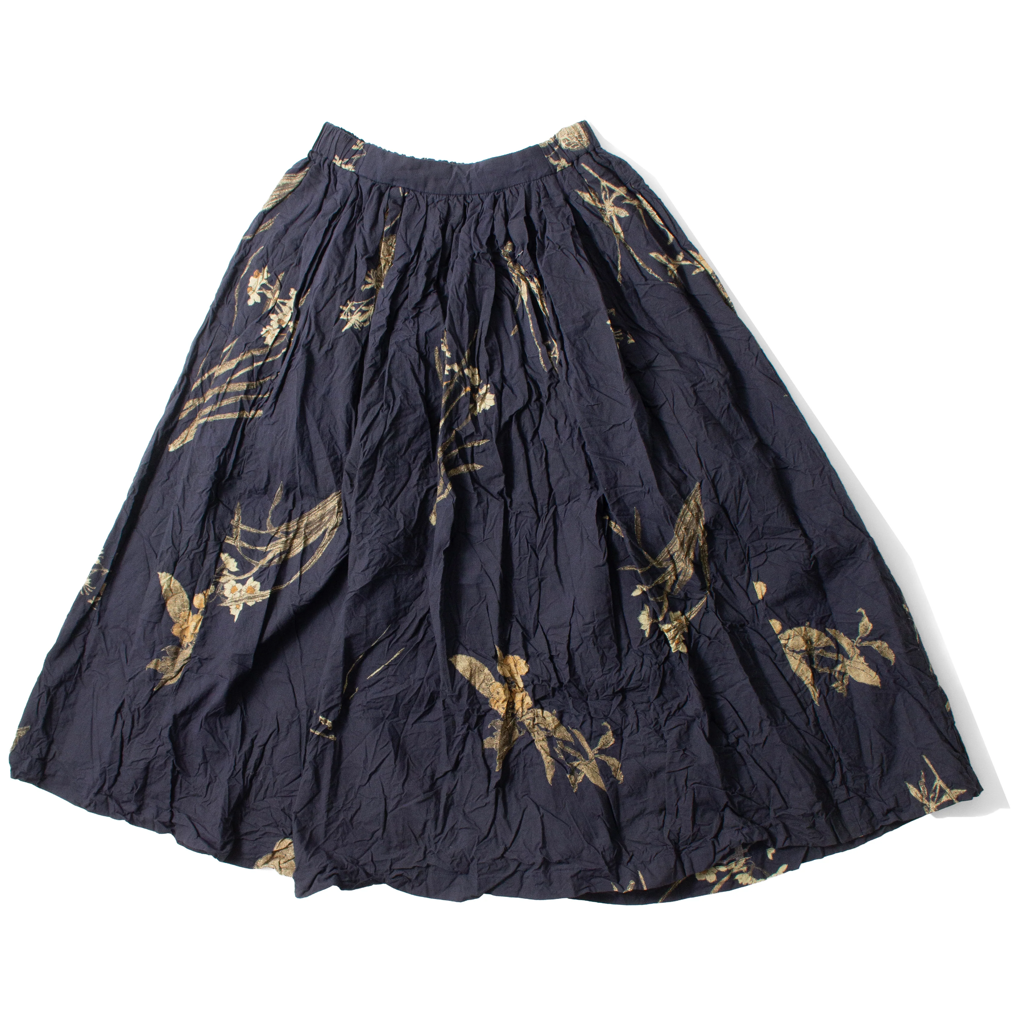 Pas de Calais Japonism Flower Print Skirt in Navy - Image 2