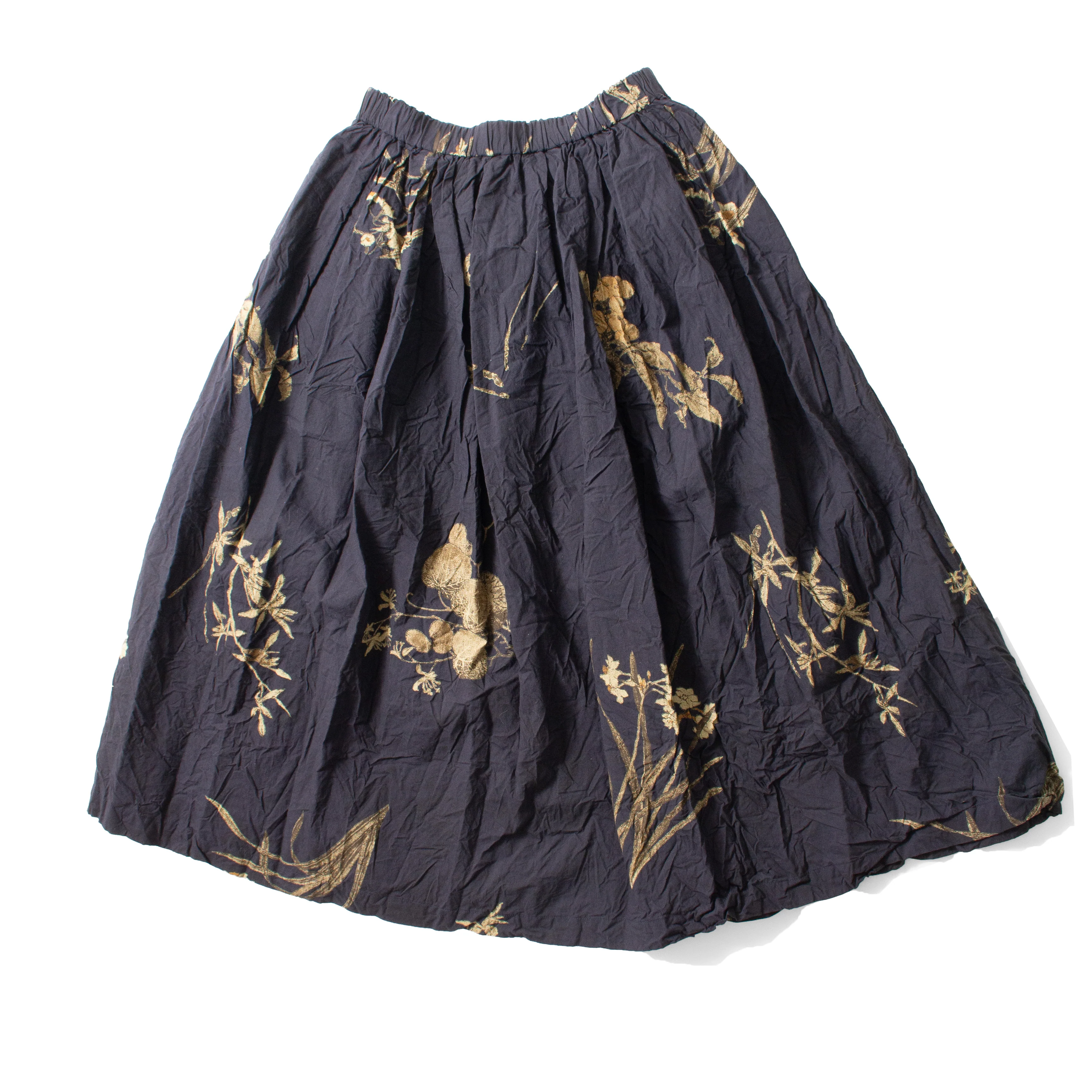 Pas de Calais Japonism Flower Print Skirt in Navy - Image 3