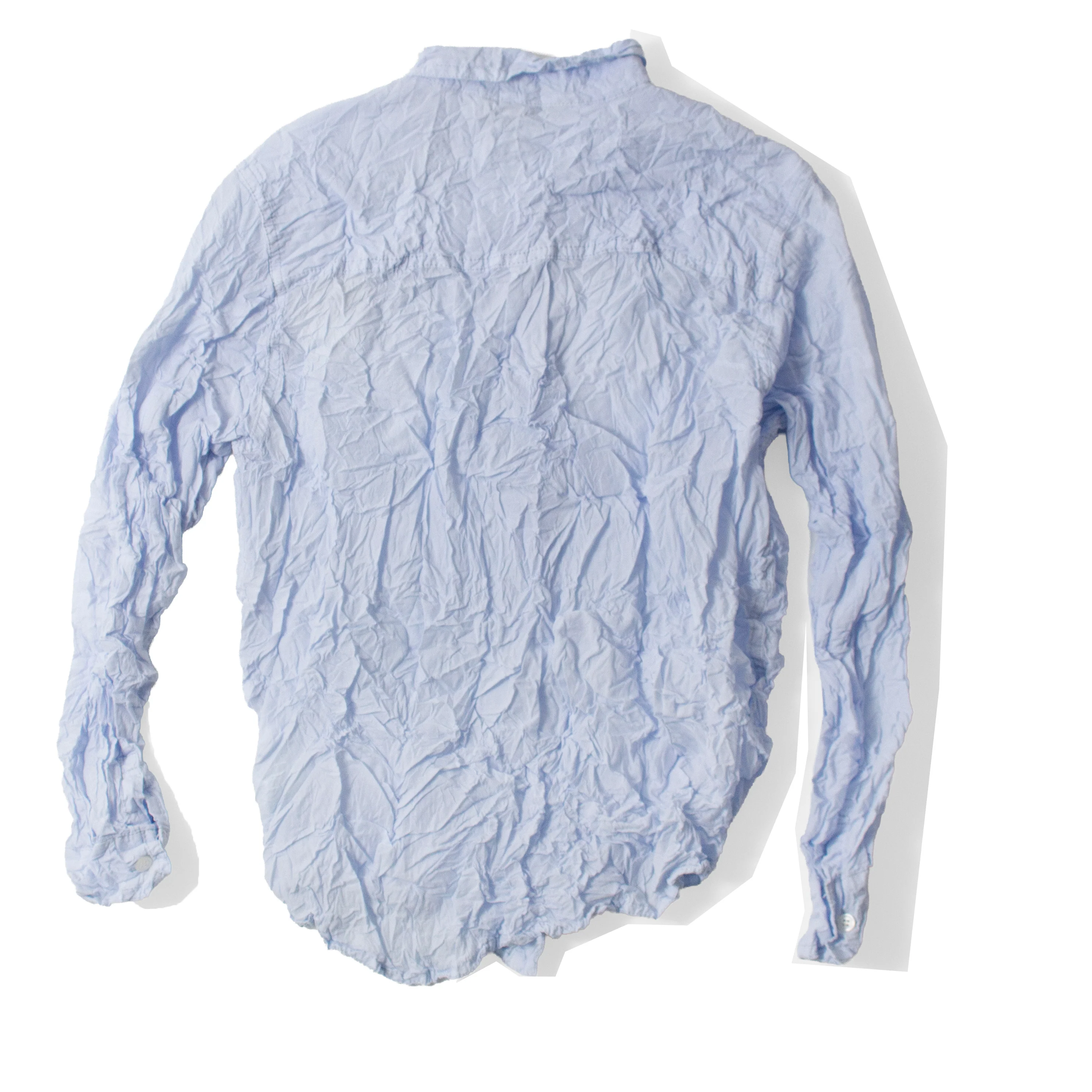 Pas de Calais Washed Cotton Crinkle Classic Shirt in Saxe Blue - Image 3