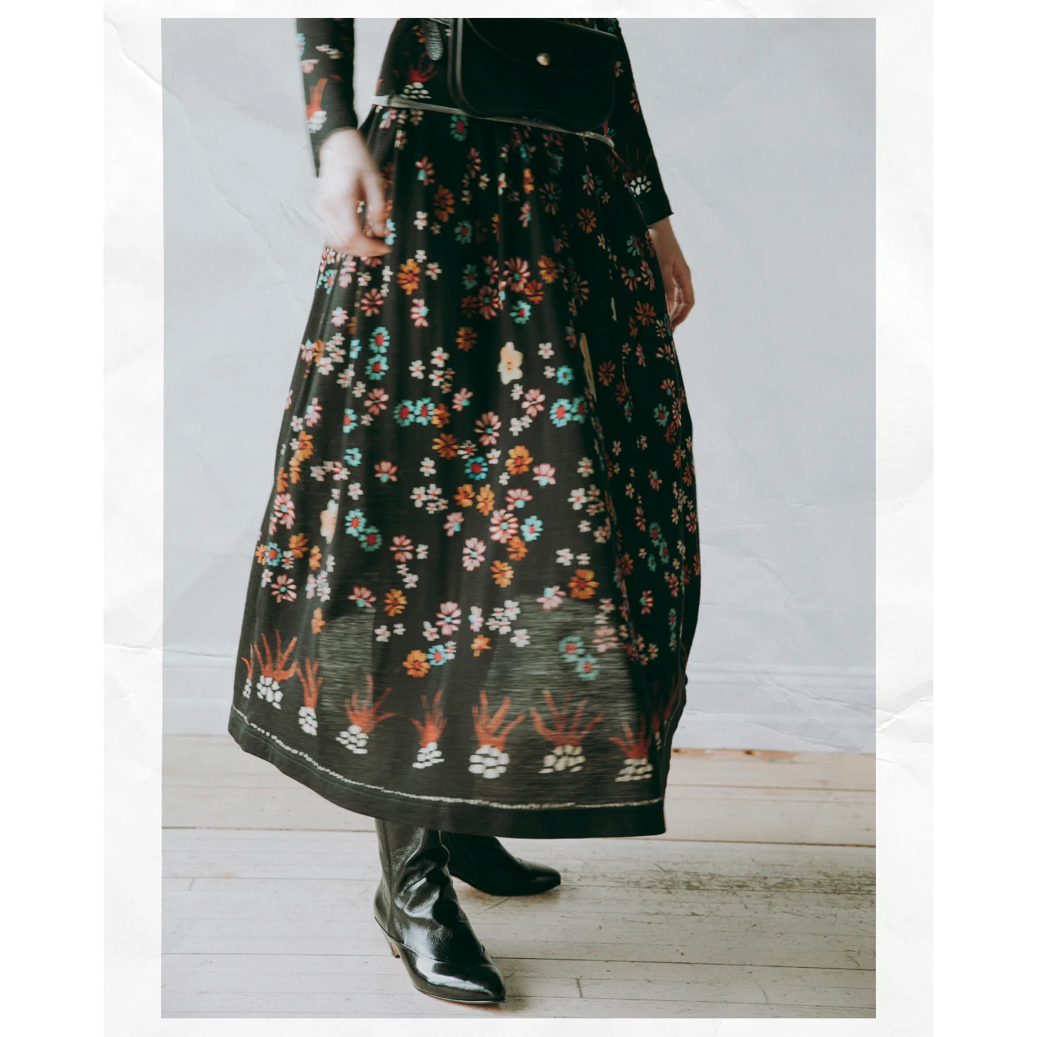 Anntian Wool Jersey Skirt in Print 3B-Boiled Wool - Image 9