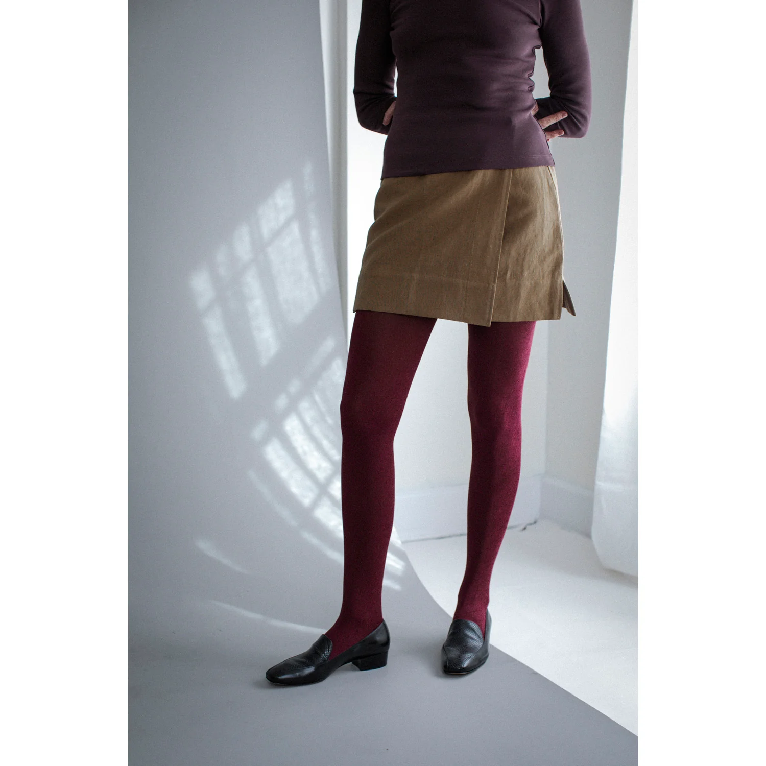 Swedish Stockings Olivia Premium Tights in Deep Red - Image 6