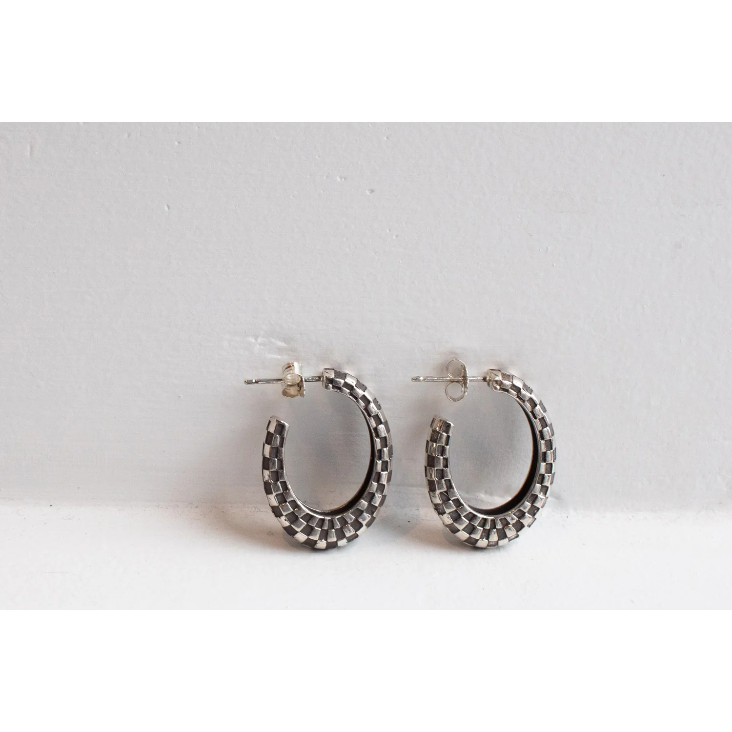 Ursa Major Large Checkerboard Hoops in Sterling Silver - Image 4